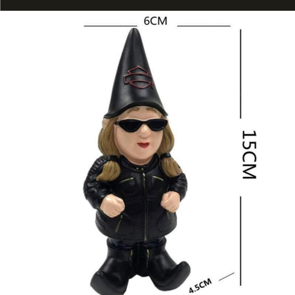 SET of Harley-Davidson® Biker Themed Garden Gnomes 4.5 x 3.5 x 11 inches - Picture 2 of 6